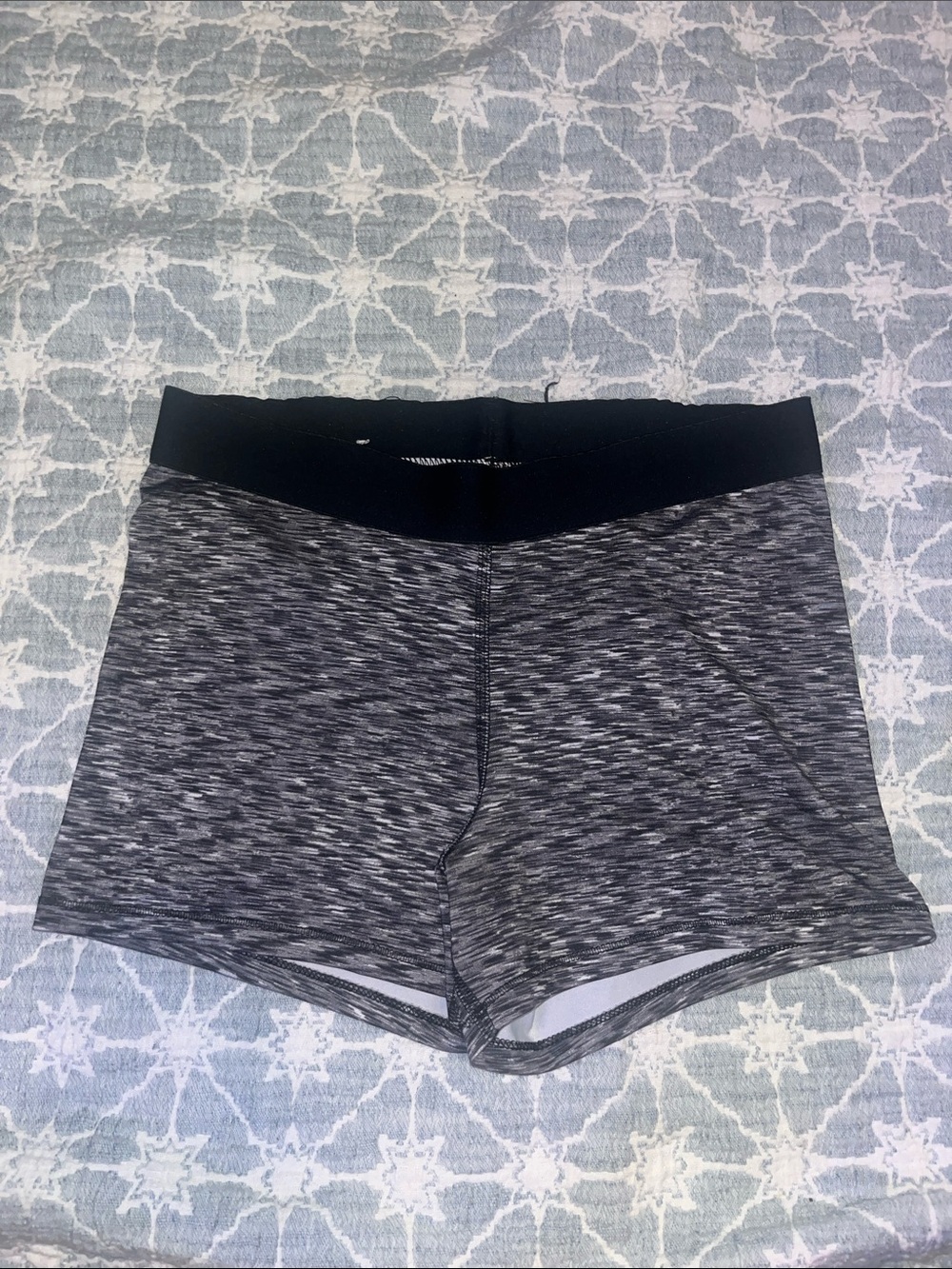 SO Women's Heather Gray Bike Shorts with Black Waistband